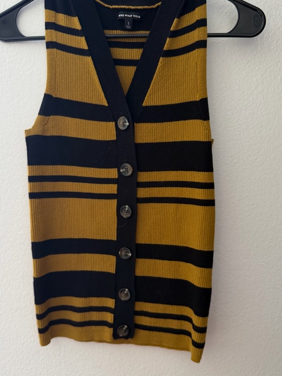 Who What Wear Dresses & Skirts - Who What Wear Mustard and Black Striped Knit Midi Dress